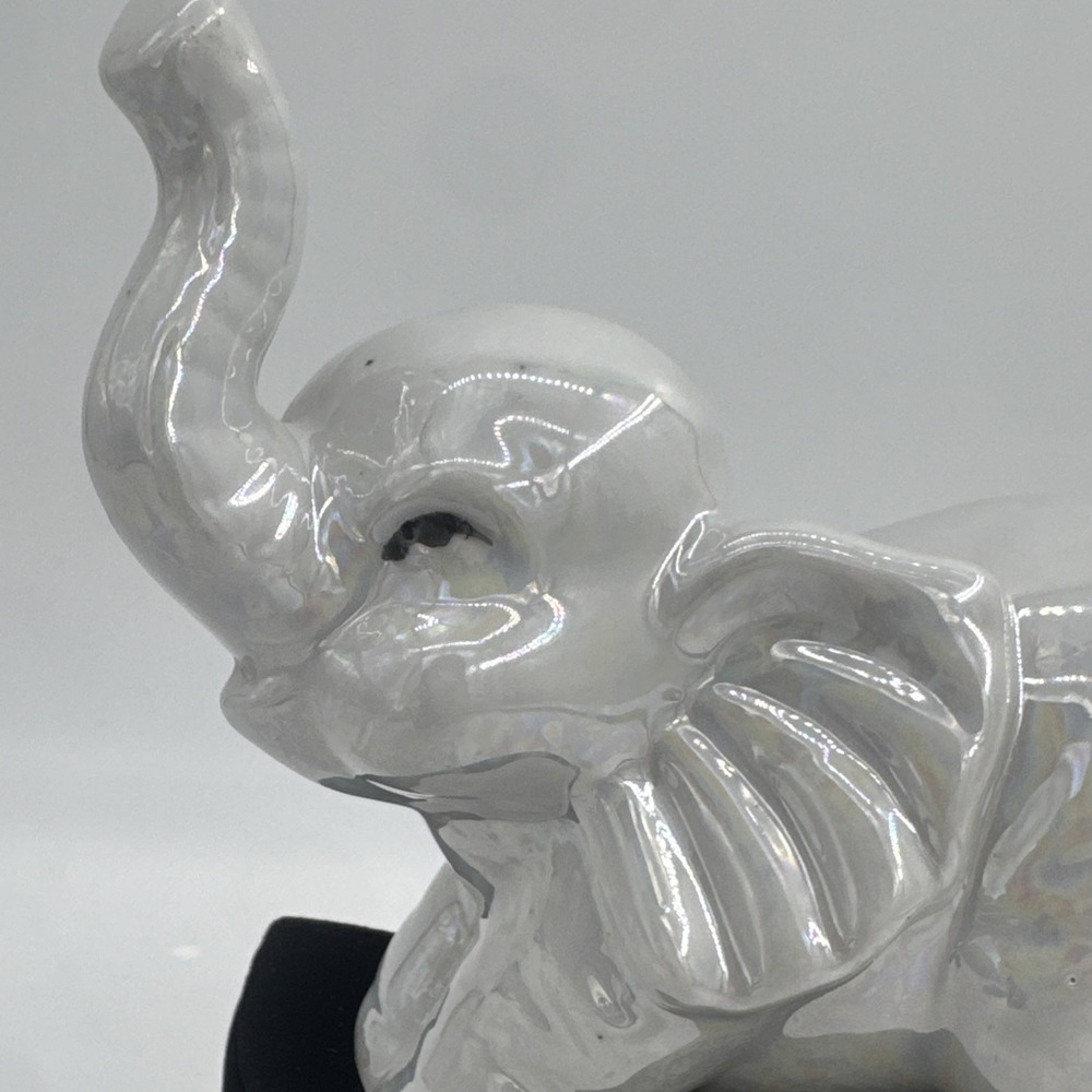 Baby Elephant Ceramic Iridescence Color Figurine 4.5" Tx5.5" L Pearlescent Sheen - Picture 2 of 11